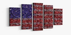 Five Piece Framed Canvas Wall Art Of The American Flag - Cuadros Modernos Blancos Rojos