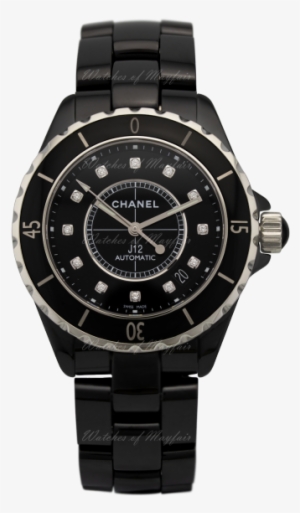 H1626 Chanel J12 Black Ceramic Diamonds Indicators - Inox Carbon