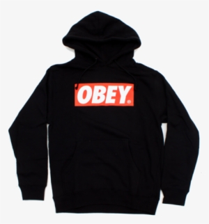 New Obey Hood The Box Black Clothing Men's Sweatshirts - Obey