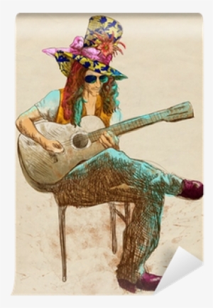 Eccentric With A Colored Hat - Eccentric Person Drawing