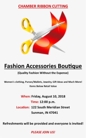 Fashion Accessories Boutique Chamber Ribbon Cutting - Ribbon Cutting Scissors Png