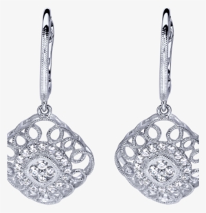 Diamond Earrings - Gabriel 14k White Gold Drop Earrings