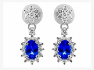 Blue Sapphire And Diamond Earring Set In 18k White - Sapphire