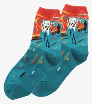 Itgirl Shop Munk Scream Socks Aesthetic Apparel, Tumblr - Orange Tumblr Socks
