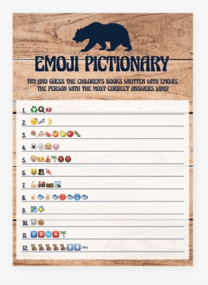 Little Cub Baby Shower Emoji Pictionary Game By Littlesizzle - Shower Baby Emoji Pictionary Printable