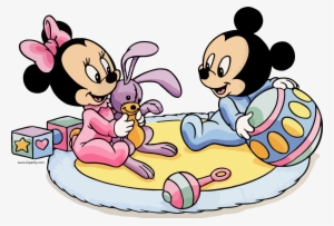 Baby Mickey Baby Minnie Ball Bunny Toy Clipart Png - Mickey Mouse Y Minnie Bebes