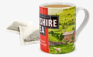 yorkshire tea in a mug with a bag on the side - cup of yorkshire tea