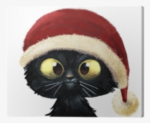 Gato Feliz Con Gorro De Navidad Canvas Print • Pixers®