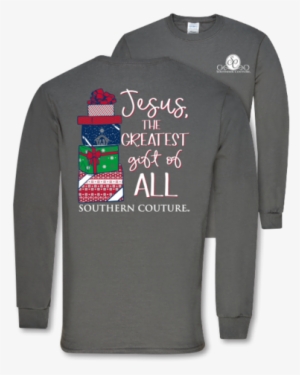 Southern Couture Preppy Christmas Greatest Gift Jesus - Southern Couture Youth Large Longsleeve Holiday