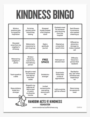 Have Some Fun Being Kind By Playing Kindness Bingo - Number
