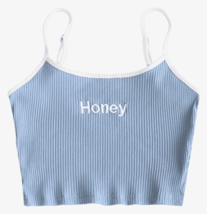 ribbed cropped honey embroidered tank top - honey crop top