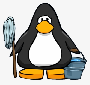 Mop And Bucket From A Player Card - Club Penguin Dark Green Penguin