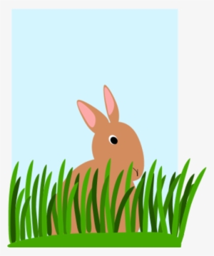 Bunnies Clipart Grass - Cartoon Bunny Eating Grass