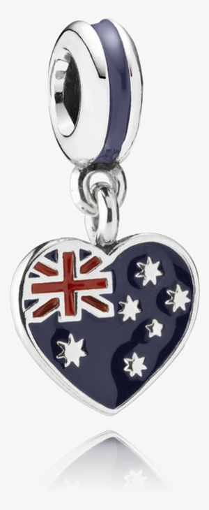 Australian Heart Flag, Blue & Red Enamel - Australian Flag Pandora Charm
