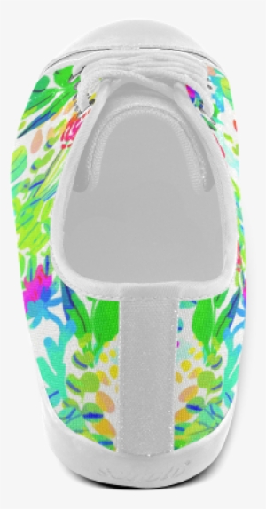 Cute Tropical Watercolor Flowers Women's Canvas Shoes - Flip-flops