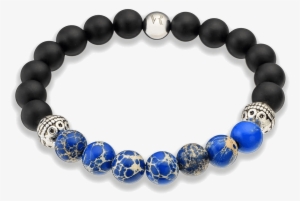 Blue Gemstone Bracelet - Black Onyx Stone Bracelet