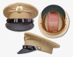 Front, Bottom, And Side Views Of An Unmarked Enlisted - Khaki
