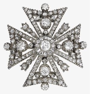 Diamond Maltese Cross Brooch - Brooch