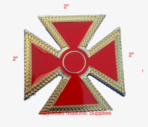 Kt 2" Inches Red Enamel Uniform Maltese Uniform Cross - Emblem