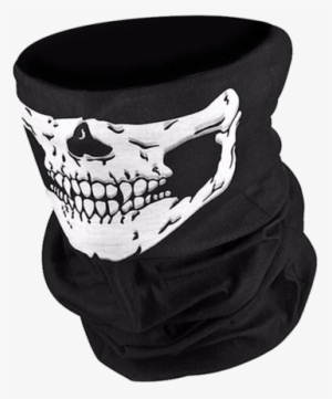 A Black Mask With A White Skull On It - Face Mask For Biker