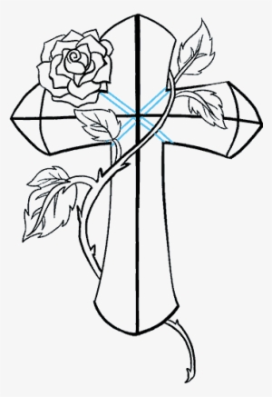 How To Draw A Cross With A Rose In A Few Easy Steps - Drawing