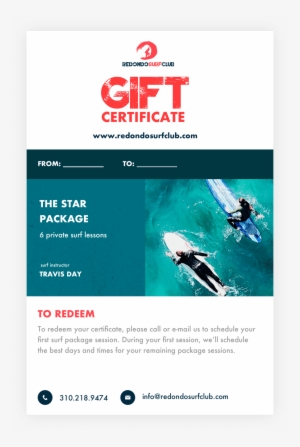 Redondo Surf Club Gift Certificate Pro Package - Redondo Surf Club