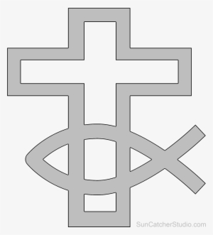Fish/cross - Wooden Cross With A Fish Symbol