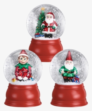 3 - Set Of 3 Mini Snow Globes By Old World Christmas-santa