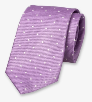 Lilac Tie With White Dots - Polka Dot