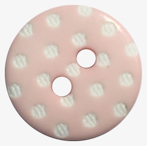 Light Pink With White Dots Round Plastic Button, 9/16" - Plastic