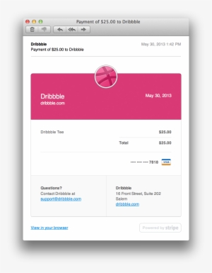 Example Receipt For Dribble - Email Receipt