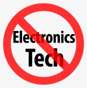 Red Slash Across The Words Electronics And Tech - Circle