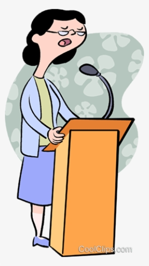 Woman Speaking At A Podium Royalty Free Vector Clip - Clip Art Teacher In Podium