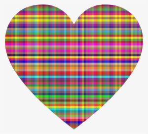 Colorful Checkered Heart Clip Art Free Stock - Checkered Heart Png