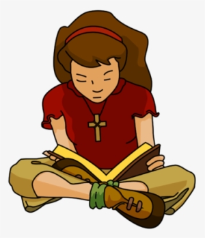 Nice Teenager Cliparts - Girl Reading Bible Clipart