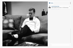Justin Timberlake Waiting To Perform Grammys - Justin Timberlake Shoes In Suit And Tie