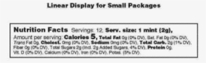 Federal Register - Small Nutrition Facts Label