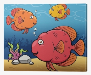 Vector Illustration Of Cartoon Fish Canvas Print • - Illustration