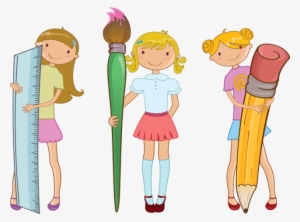 Teens Back To School Clipart - Mädchen, Die Schulbedarf-aufkleber Halten Runder Aufkleber