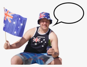 australian person with speach bubble sitting png image - sitting