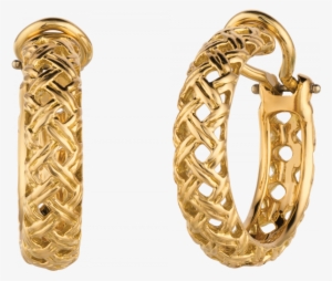 18kt Yellow Gold Vannerie Hoop Earrings - Earrings Png For Boys