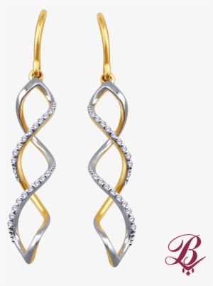 Two Tone Diamond Swirl Earrings - Earrings