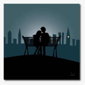 Love In The City Blå Square Shadow - Silhouette