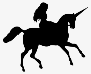 Clipart Woman Riding Unicorn Silhouette - Woman Riding Unicorn Silhouette
