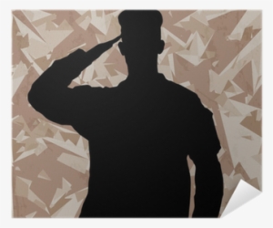 Saluting Soldier's Silhouette On A Desert Army Camouflage - Army Background