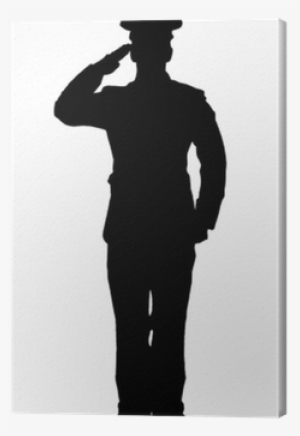 Silhouette Of A Officer Saluting Isolated On White - Salute Silhouettes Of Soldiers