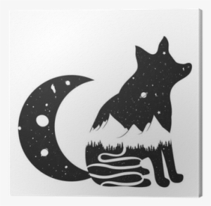 Vector Illustration With Fox Silhouette With Road, - Saturn Fox