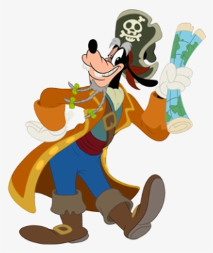 Illustration Of Captain Goof-beard Gripping A Rolled - Pirate Goofy Png