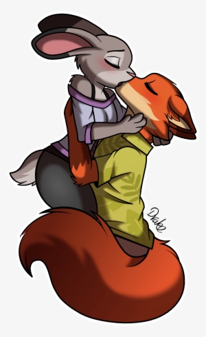 Drawn Kissing Fox - Judy Hopps And Nick Wilde Kiss