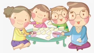Hand Drawn Cartoon Family Reunion Png - Eat Dumpling Clipart